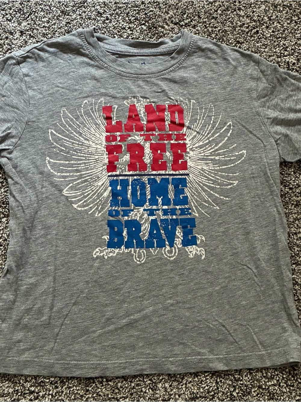 Celebrate It Brand Boy’s Land of the Free/Home of Brave 4th of July Tee,Size 6/7